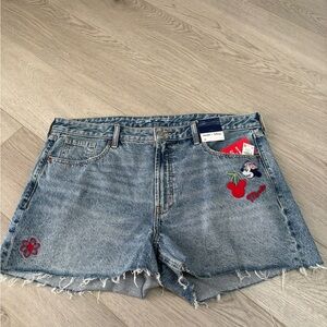 Old Navy Blue Jean Shorts with Red Embroidery